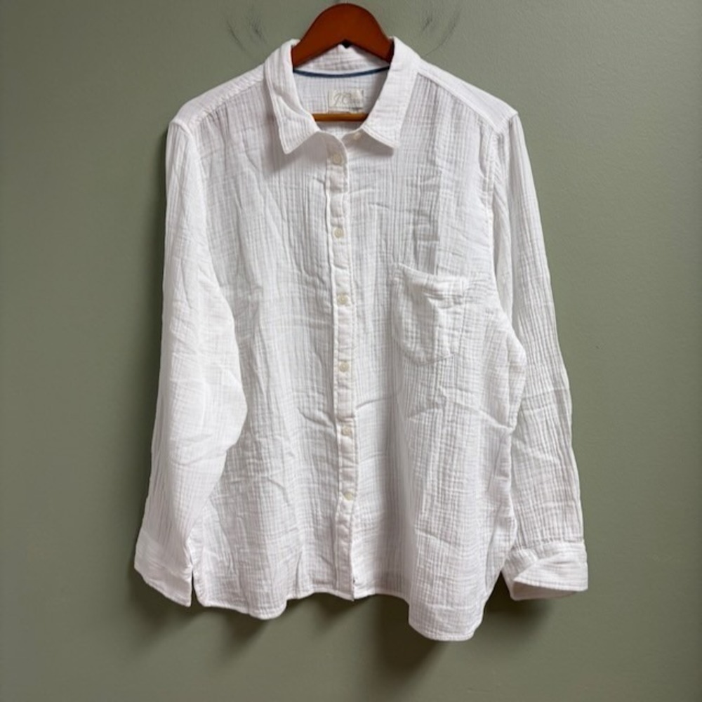 J.Crew Womens Garcon Double Gauze Everyday Classic Shirt White Button Size *3XL